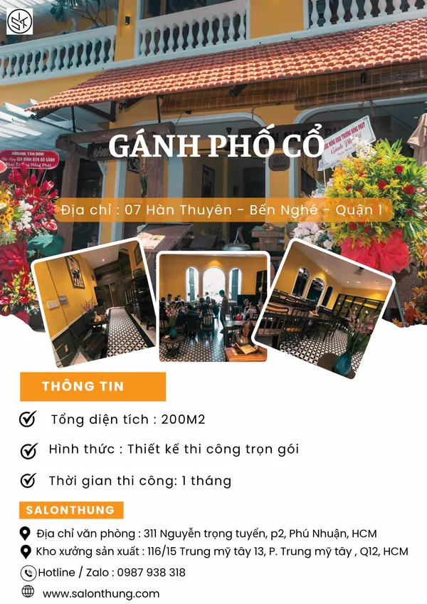 Thi công nội thất cafe gỗ Gánh Phố Cổ 07 Hàn Thuyên Quận 1 diện tích 200m2 - Salonthung